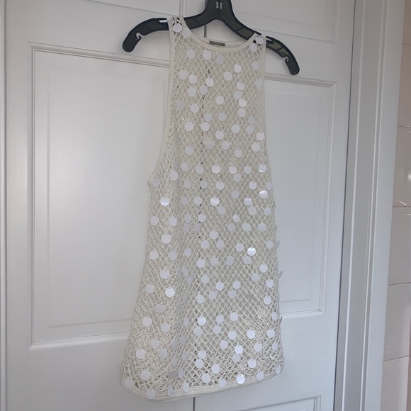 Caroline Constas White Sleeveless Crochet Coverup Sz Small - Picture 7 of 16
